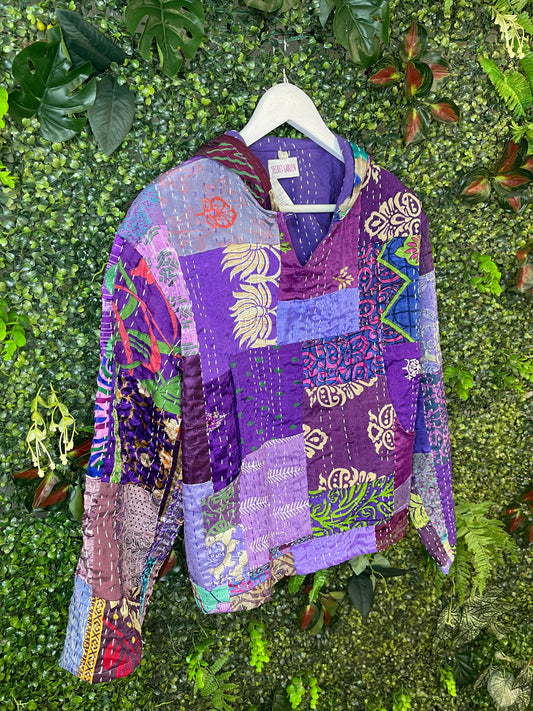 Purple Kantha Hoodie - 1 - UK 12-14