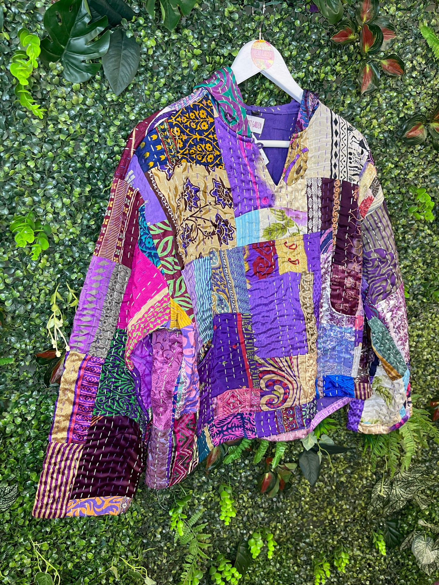 Purple Kantha Hoodie - 3 - UK 16-18