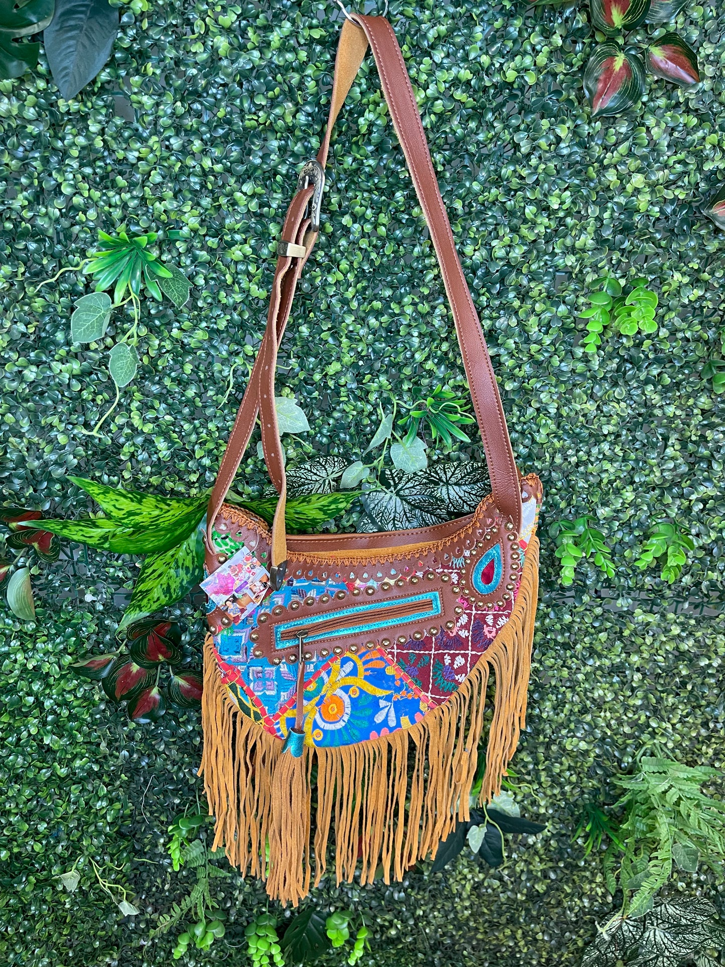 Boho Tan Saddle Fringe Bag - 4