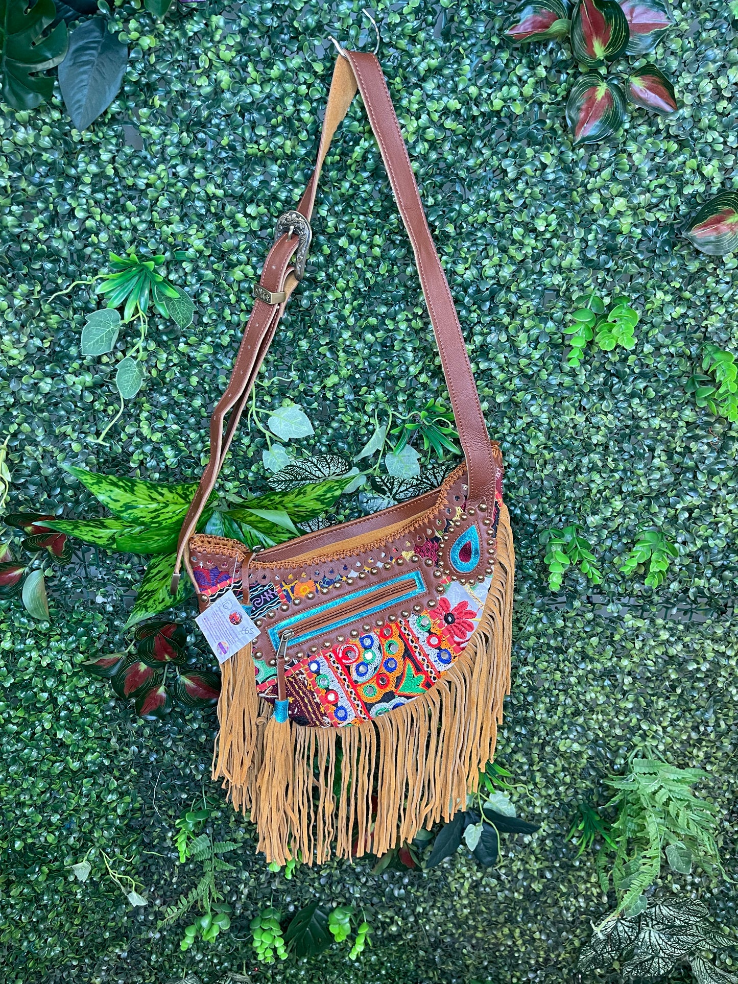 Boho Tan Saddle Fringe Bag - 6