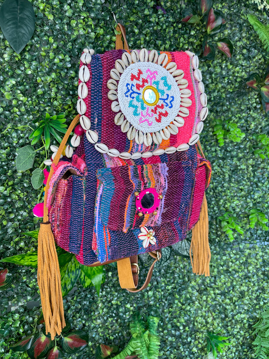 Rag Rug & Leather Backpack - 6