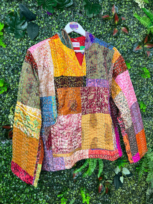 Multicolour Kantha Hoodie - 1 - UK 6-10