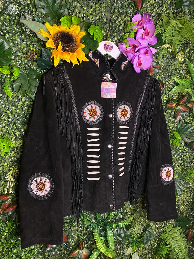 Arizona Black Tassel Suede Jacket - Pre Order