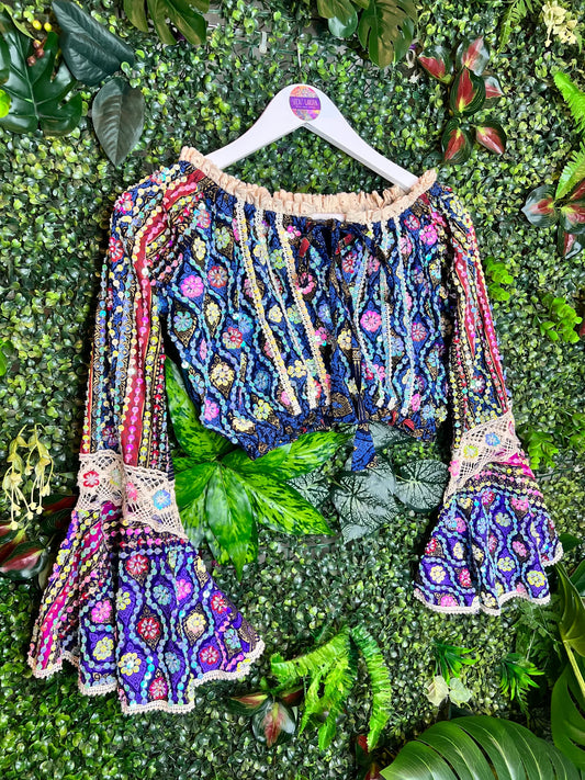 Gypsy Soul Flower Off The Shoulder Top - Purple