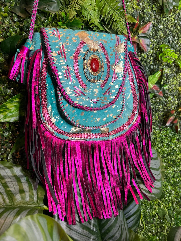 Metallic Pink Turquoise bag Secret Garden Official